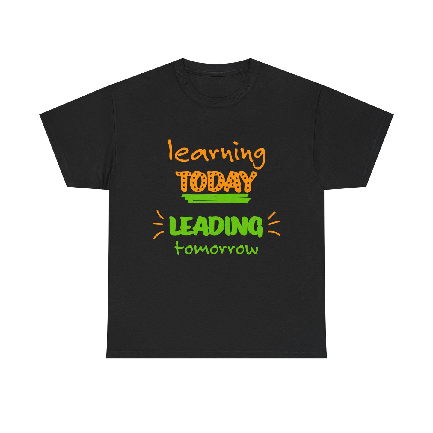 Motivational Unisex Heavy Cotton Tee - "Learning Today, Leading Tomorrow"