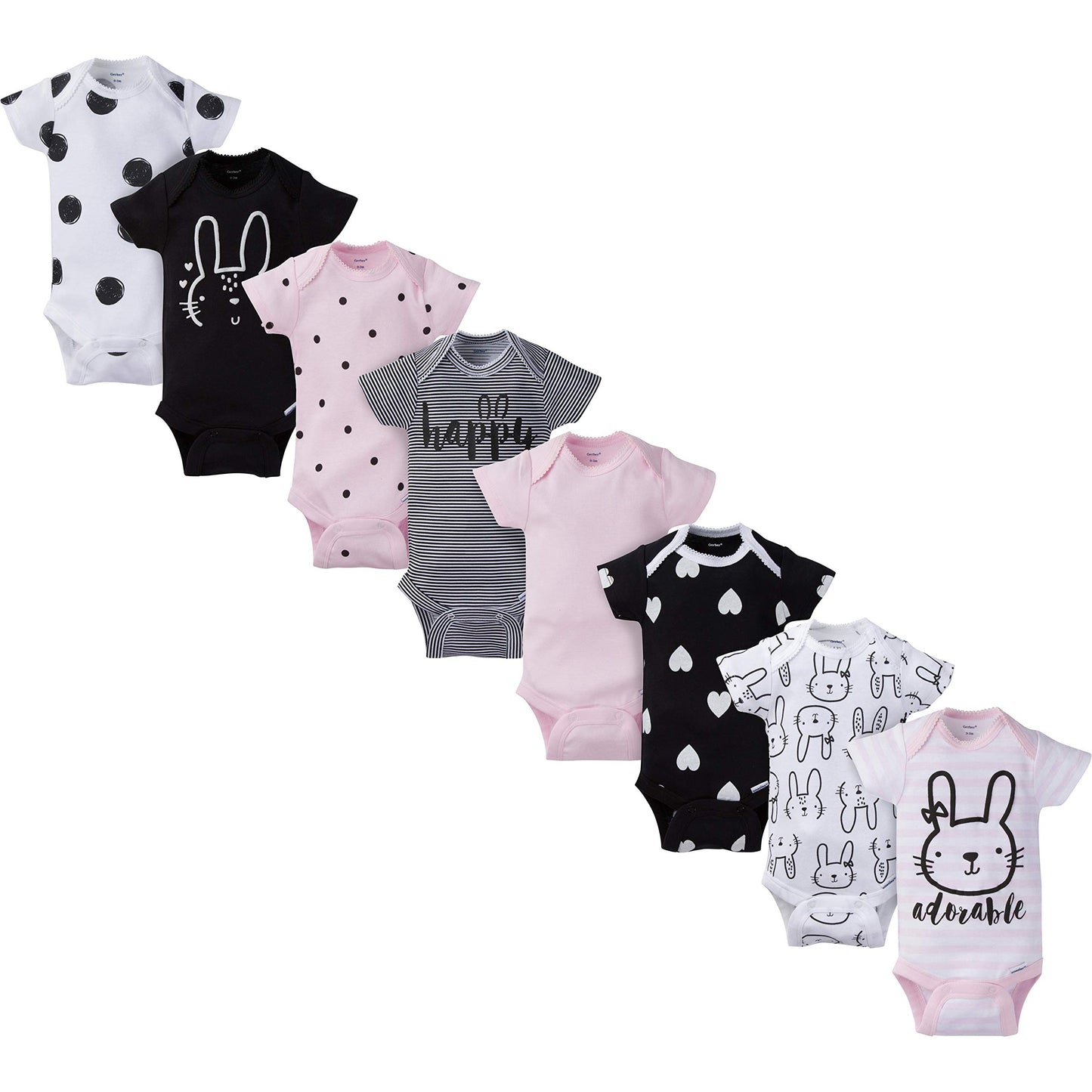 Gerber Baby Girls' 8-Pack Short Sleeve Onesies Bodysuits