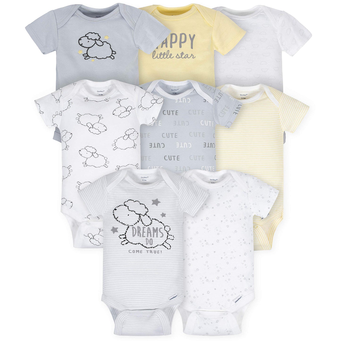 Gerber Baby 8-Pack Short Sleeve Onesie Bodysuits