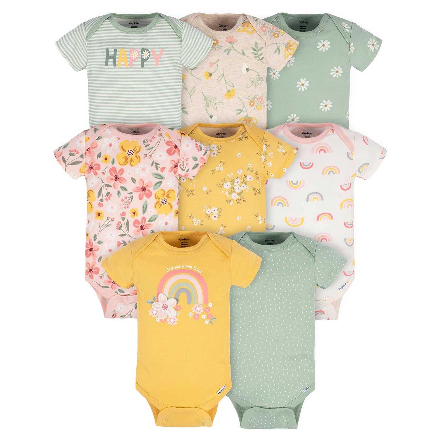 Gerber Baby Girls' 8-Pack Short Sleeve Onesies Bodysuits