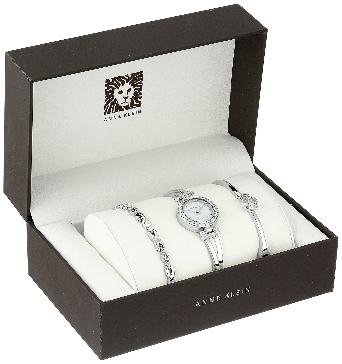 Anne Klein Women's Premium Crystal Accented Bangle Watch and Bracelet Set