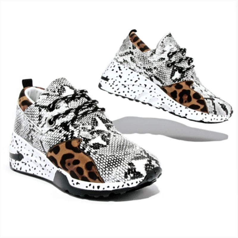 Plus Size Platform Mixed-color Sneakers Stylish Lightweight Running Shoes Lace-up