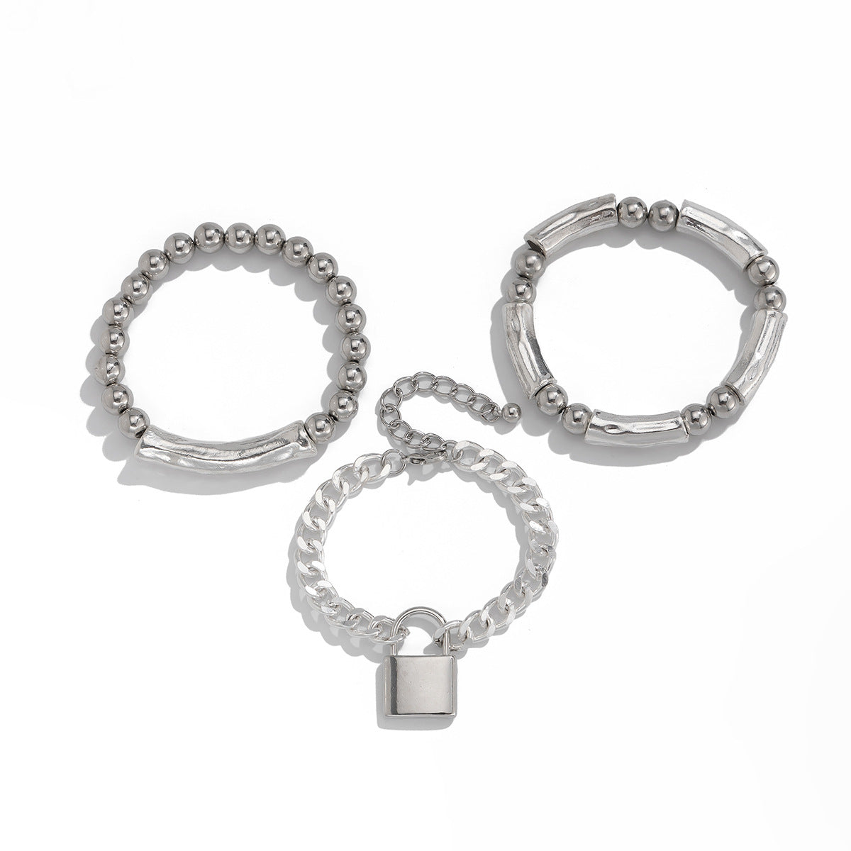 Minimally designed pearl bead heart-shaped hollow Bracelet set
