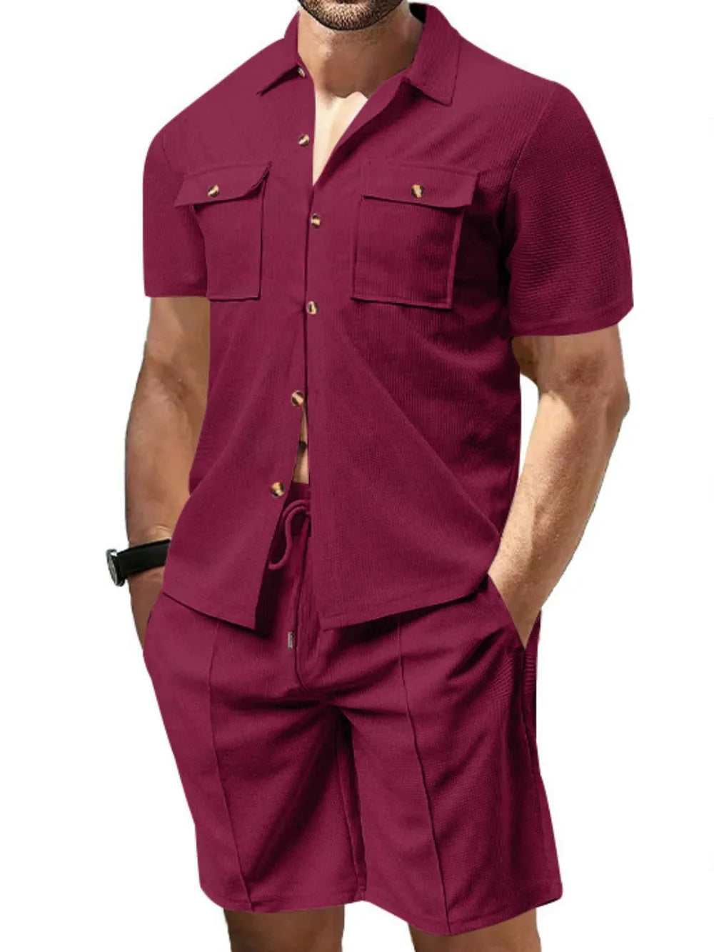 Button down short sleeve and shorts set plus size
