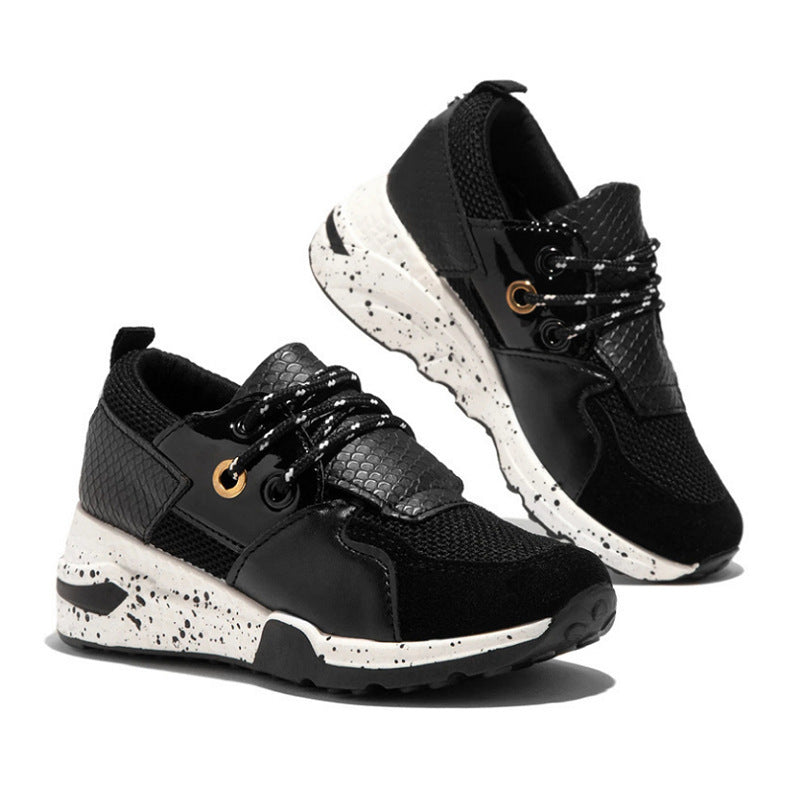 Plus Size Platform Mixed-color Sneakers Stylish Lightweight Running Shoes Lace-up