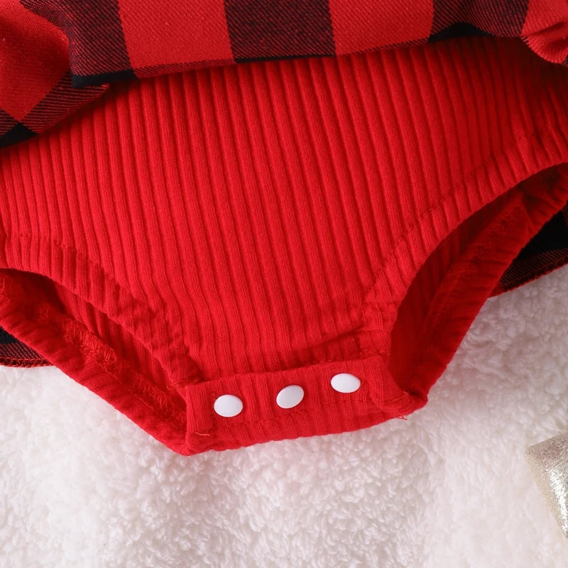 Baby girl pit stripe splicing lace plaid triangle