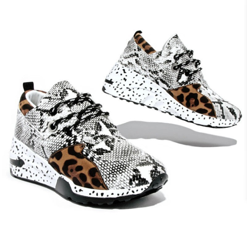 Plus Size Platform Mixed-color Sneakers Stylish Lightweight Running Shoes Lace-up