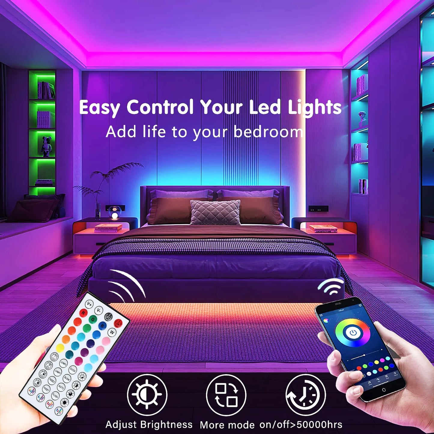 Led Strip Lights 10m 20m 30m 40m Led Lights for Room Music Sync