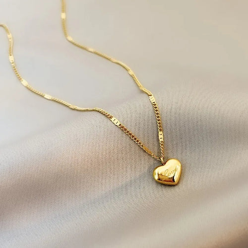 Gold Color Heart Pendant Chokers Necklace