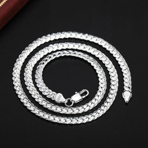 18K Gold/Silver Color 6mm Full Sideways Necklace 8/18/20/24 Inch Chain