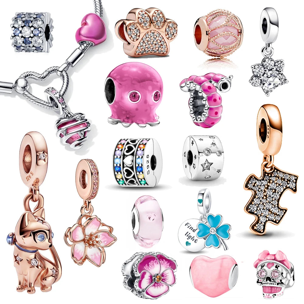 Pink Charms Murano Glass Beads