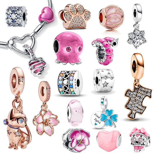 Pink Charms Murano Glass Beads