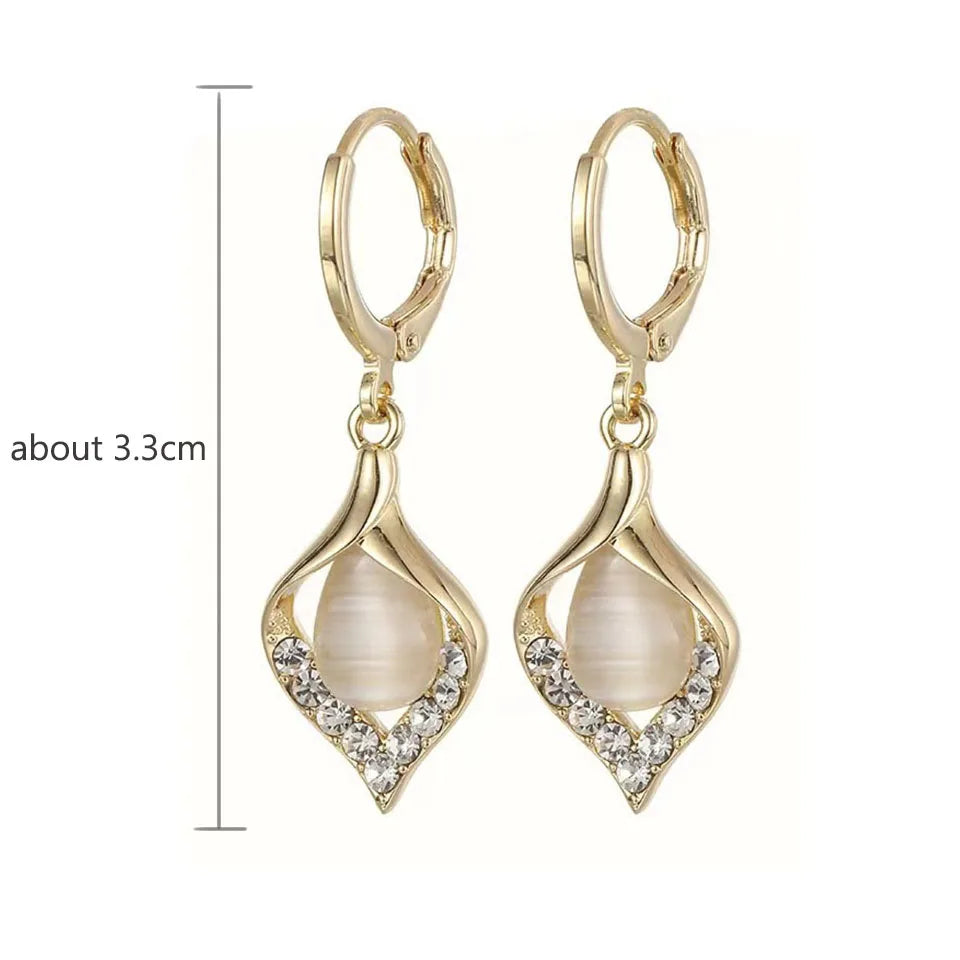 Angel Eye Earrings Gold Color Plated Rhinestones