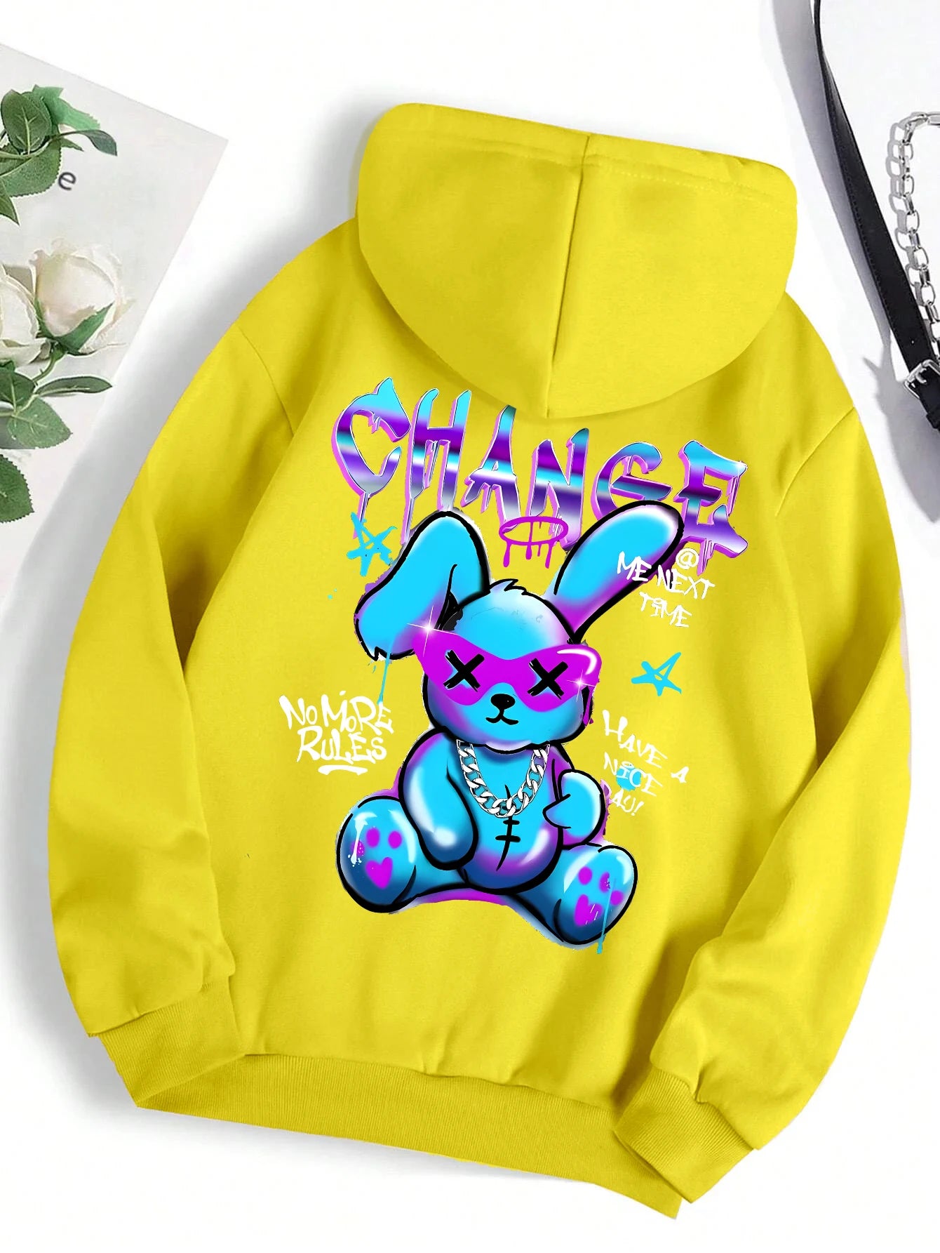 Trendy Rabbit Cartoons Print Sweatshirt Female Fashion