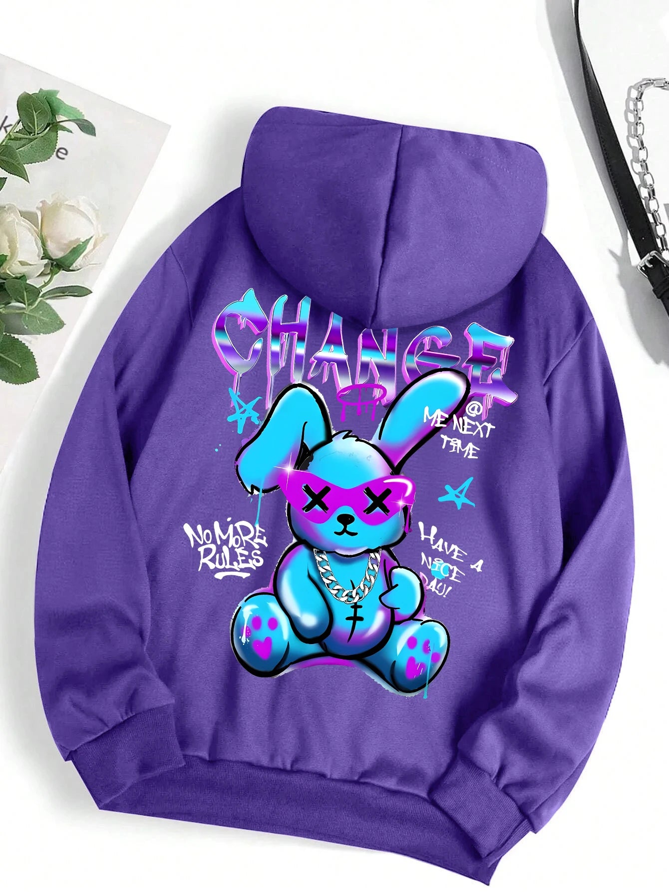 Trendy Rabbit Cartoons Print Sweatshirt Female Fashion