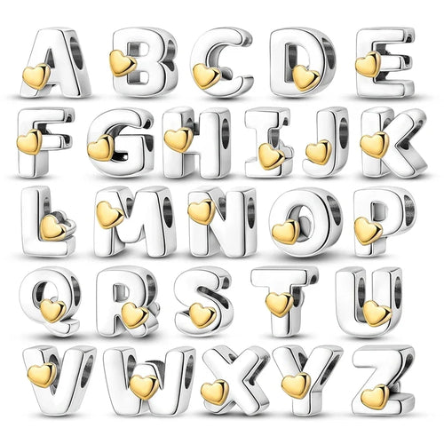 925 Silver 26 Letters A-Z Alphabet Beads Charms Fit Original Bracelet
