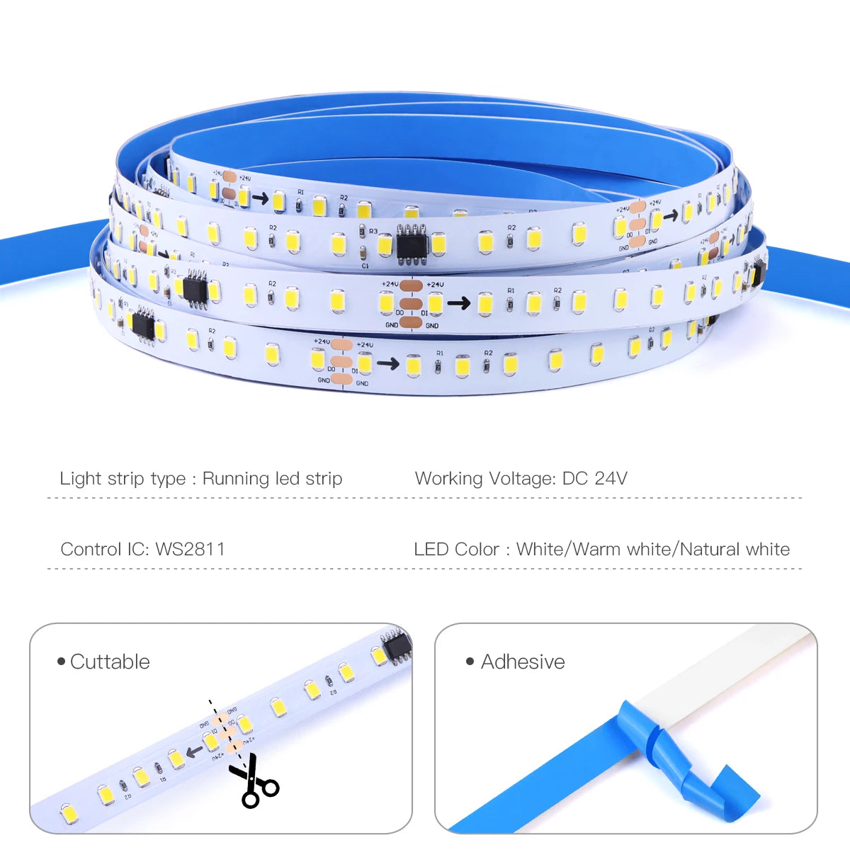Pixel Addressable Horse Race LED Strip Light DC 24V Running Water Flowing Tape Lamp Decor