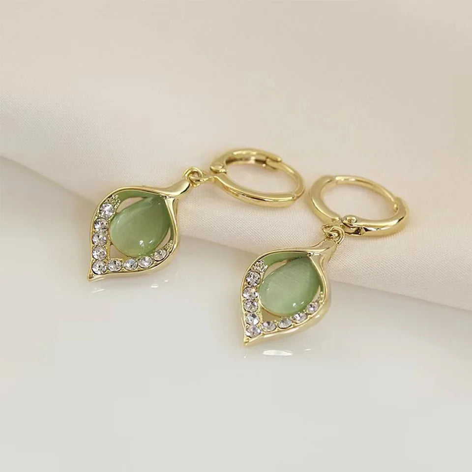 Angel Eye Earrings Gold Color Plated Rhinestones