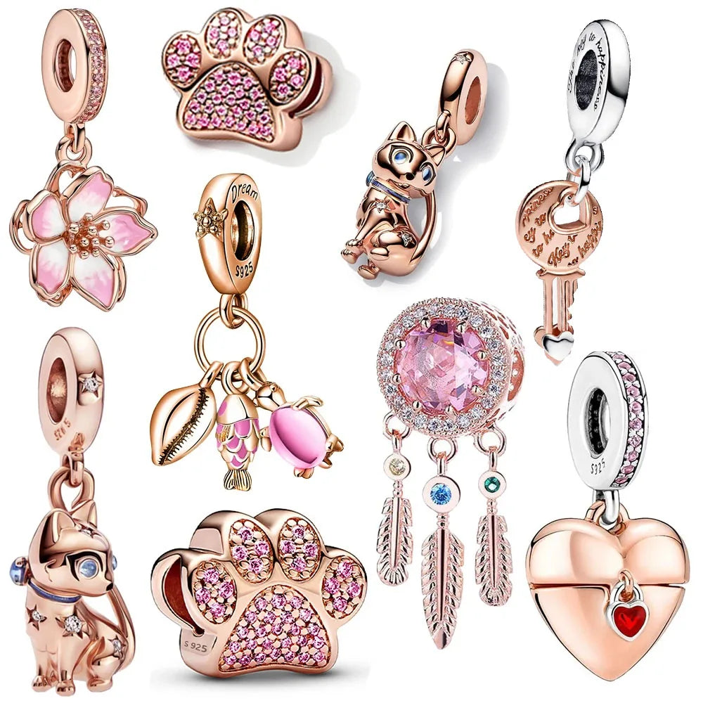Pink Charms Murano Glass Beads