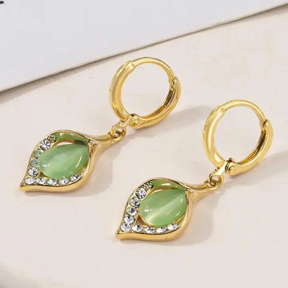 Angel Eye Earrings Gold Color Plated Rhinestones