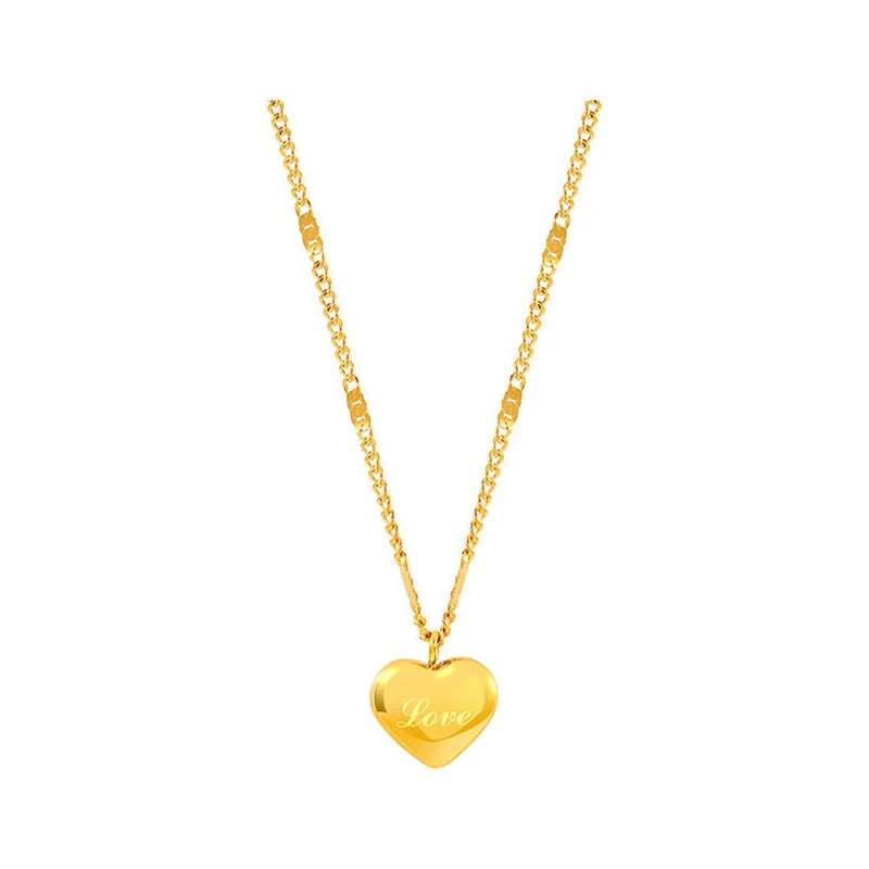 Gold Color Heart Pendant Chokers Necklace