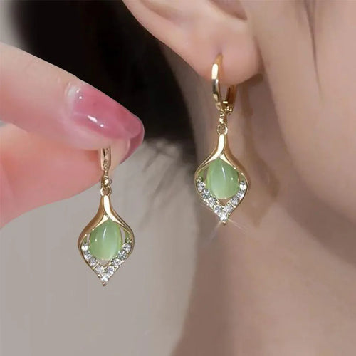 Angel Eye Earrings Gold Color Plated Rhinestones