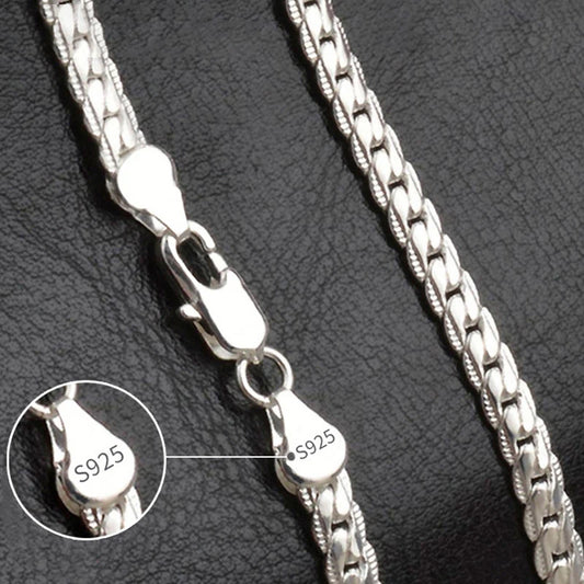 18K Gold/Silver Color 6mm Full Sideways Necklace 8/18/20/24 Inch Chain