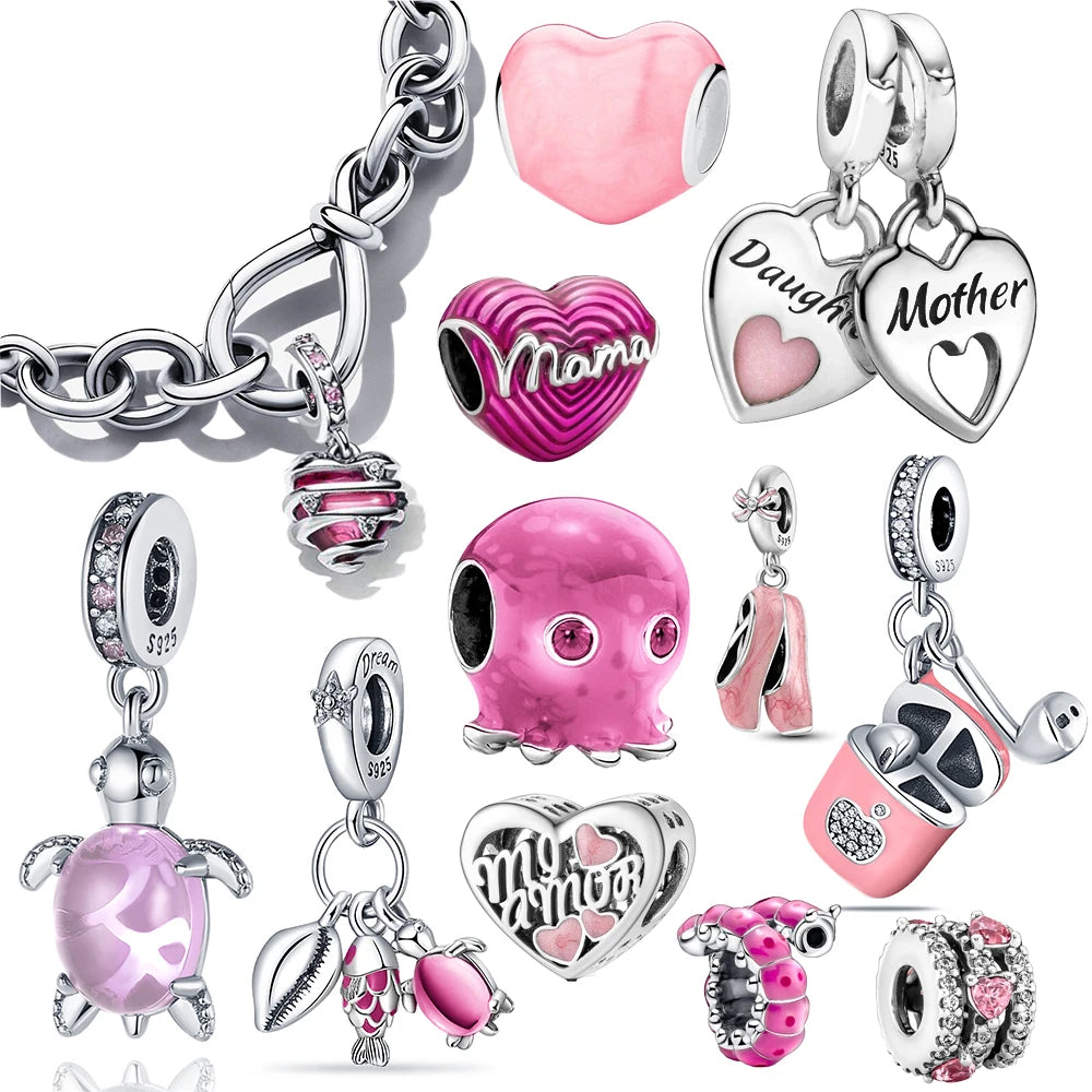Pink Charms Murano Glass Beads